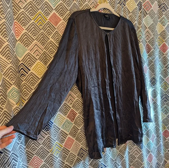 EILEEN FISHER vintage 1990's silk top jacket M - Picture 2 of 8